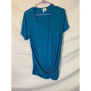 OH MAMMA WOMENS PLUS SIZE 2X BLUE TOP SHIRT BLOUSE SHORT SLEEVE maternity